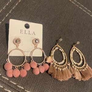 Ella Pink and Brown Tassel Earrings